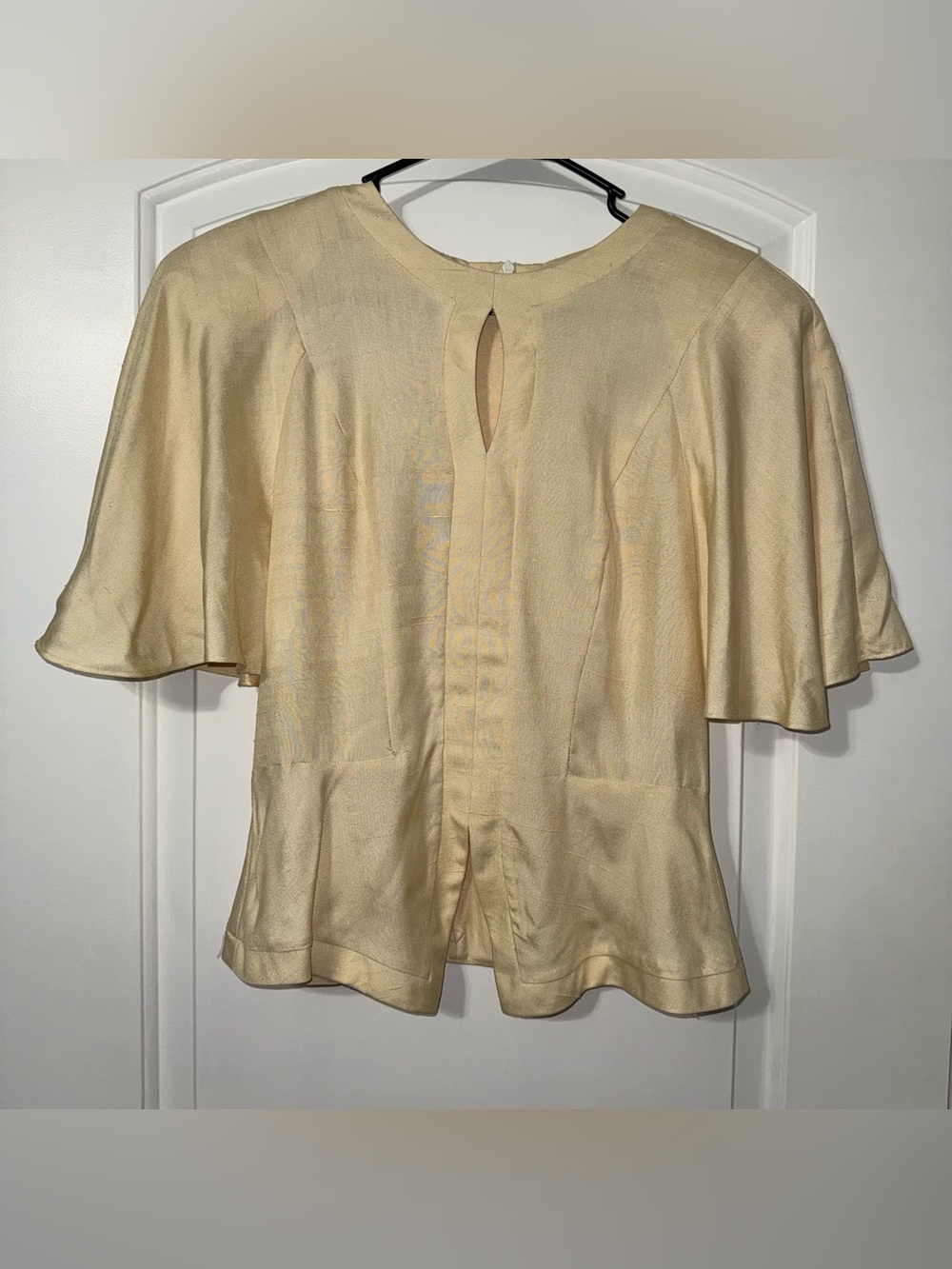 Vintage Joanie Char Silk Blouse Top Women’s Size 10 Shoulder Pad Zip Back